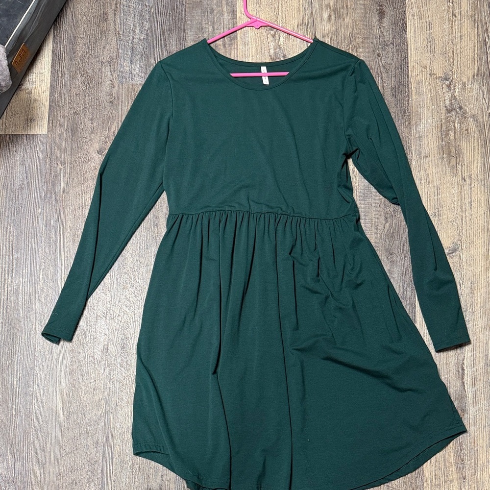 Long Sleeve Dark Green Dress